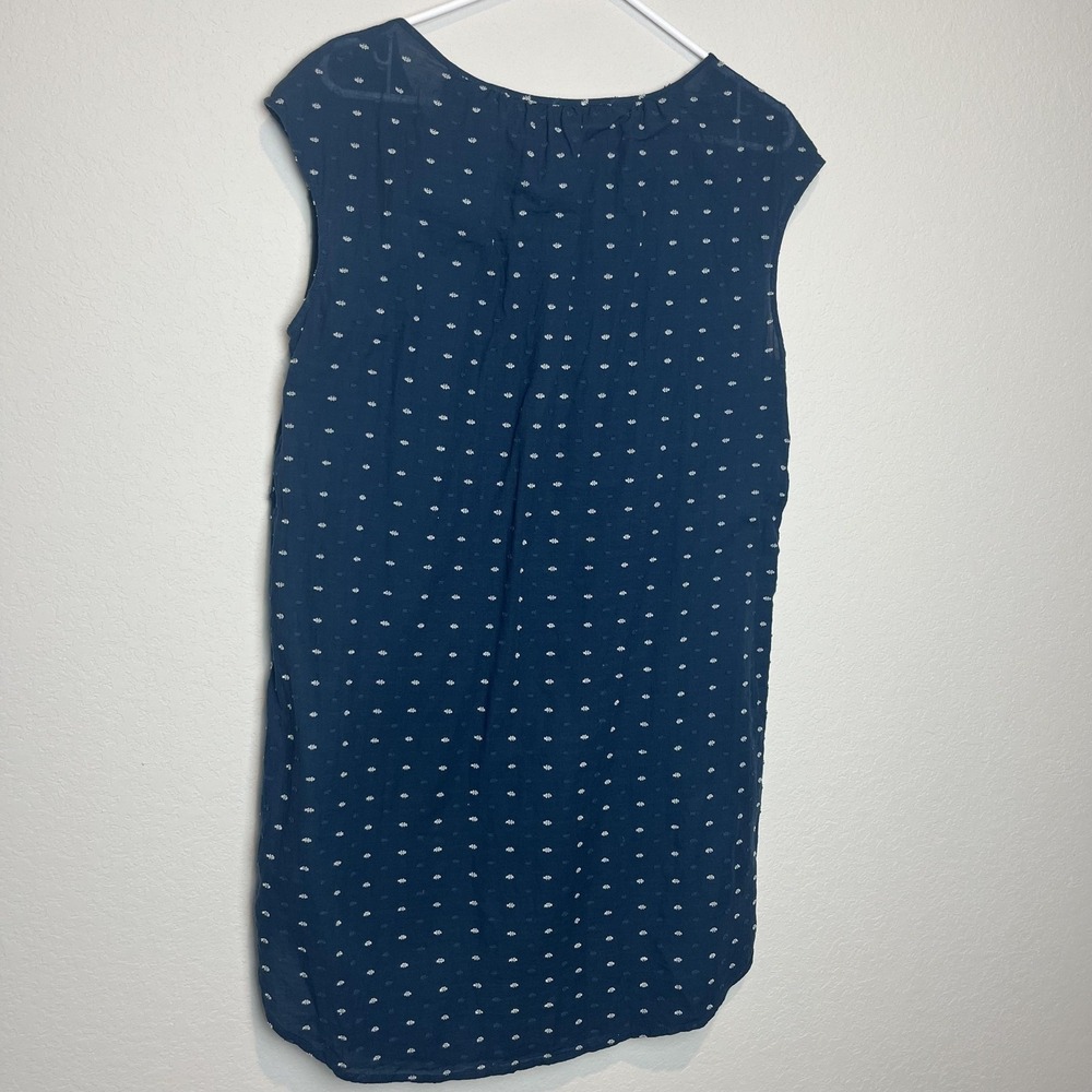 LOFT Dress Womens MP Petite Blue Polka Dot V Neck Sleeveless Shift Knee Length - Picture 4 of 6